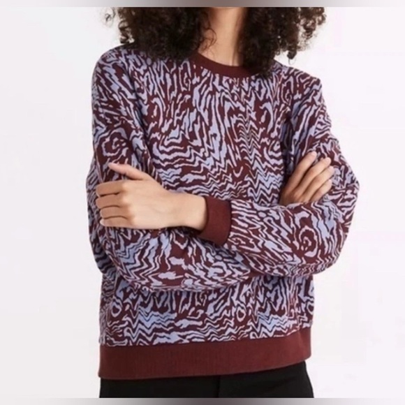 Madewell Sweatshirt Women's XS Tigerized Print Oversized Pullover Sweatshirt - Picture 1 of 9